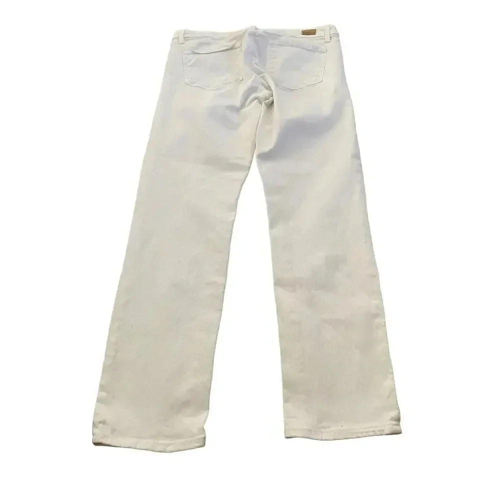 Paige White High-Waist Straight-Leg Stretch Jeans Size 31